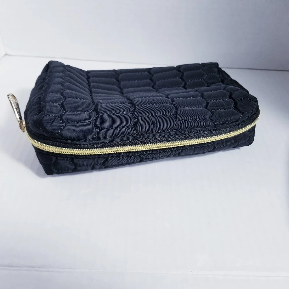 AIMEE KESTENBERG COSMETIC BAG BLACK WITH GOLD ZIPPER